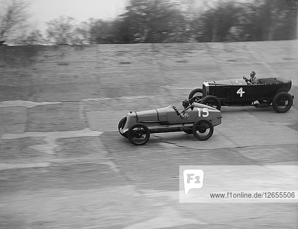 Vauxhall and Salmson racing at a BARC meeting  Brooklands  Surrey  1931 Artist: Bill Brunell.