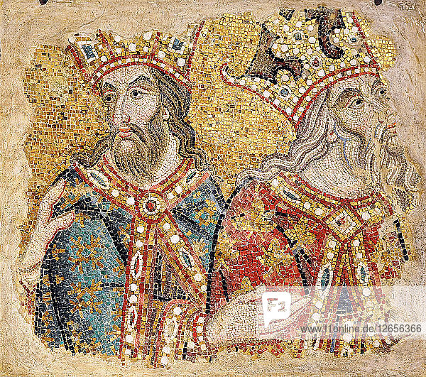 Die Heiligen Drei Könige. Mosaikfragmente aus der Basilika San Marco  Venedig  14. Jahrhundert.