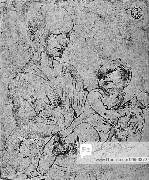 Madonna und Kind mit Katze  1478-1480 (1945). Künstler: Leonardo da Vinci.
