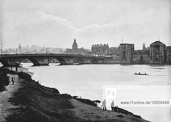 Newport: The Bridge and Castle  c1896. Artist: Hudson.