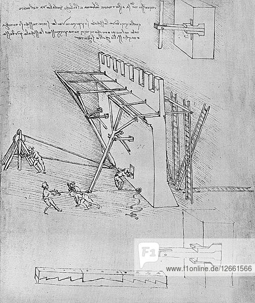 Device for Repelling Scaling Ladders  c1480 (1945). Artist: Leonardo da Vinci.