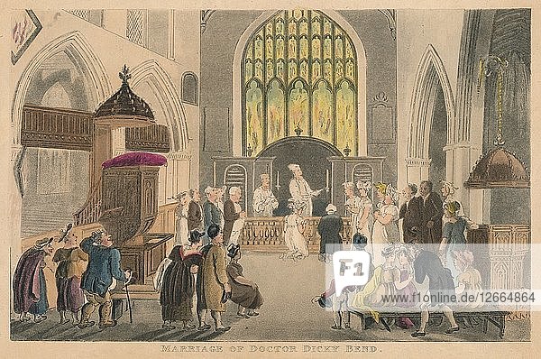 Heirat von Doktor Dicky Bend  1820. Künstler: Thomas Rowlandson.