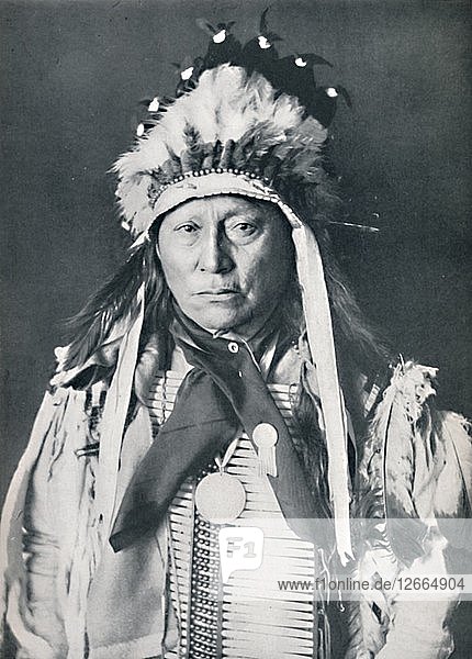 Ein Sioux-Häuptling in seiner Kriegsbemalung  1912. Künstler: Robert Wilson Shufeldt.