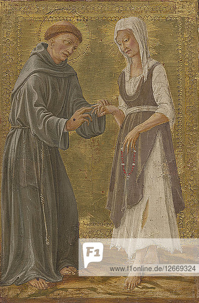 Der heilige Austausch zwischen dem Heiligen Franziskus und der Frau der Armut.