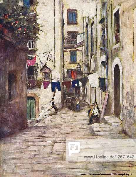 Eine Straße in Neapel  1903. Künstler: Mortimer L. Menpes.