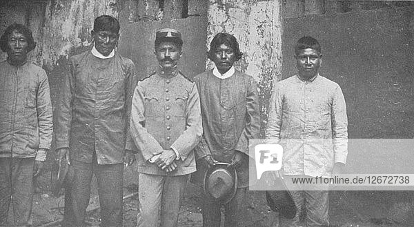 Tymbiras Indians of the State of Maranhao. Lt. Pedro Dantas and his Interpreters 1914. Artist: Unknown.