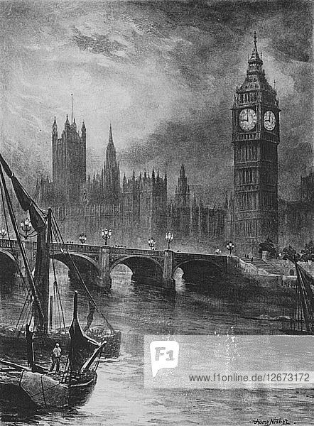 Houses of Parliament  1890. Artist: Hume Nisbet.