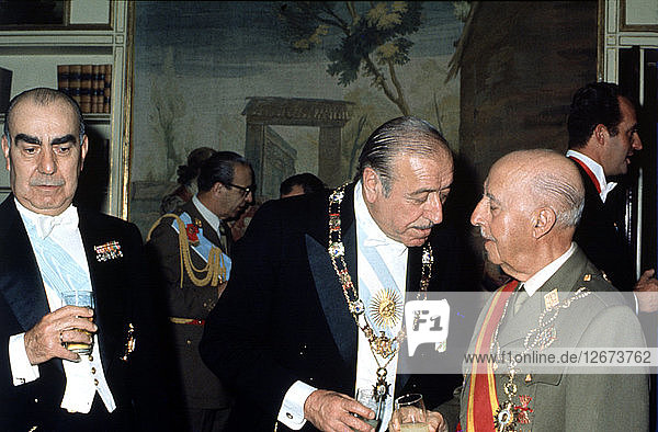 Visit to Spain of Hector Jose Campora (1909-1980) Argentine politician and president  with Genera?