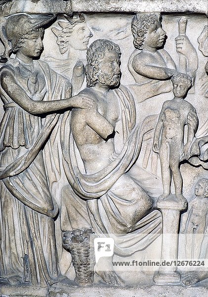 Prometheus erschafft den ersten Menschen  Detail eines Sarkophags aus Arles  Frankreich  ca. 3. bis 4. Jahrhundert. Künstler: Unbekannt.
