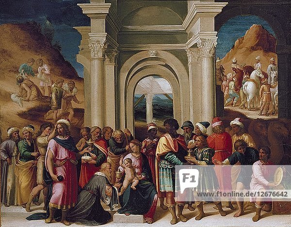 Die Anbetung der Heiligen Drei Könige  um 1530. Künstler: Unbekannt.
