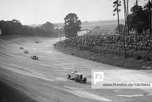 Talbot 90 on the banking at Brooklands  1930s. Artist: Bill Brunell.