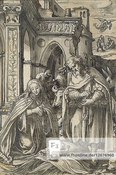 Die Geburt Christi  frühes 16. Jahrhundert. Künstler: Hans Holbein der Jüngere.