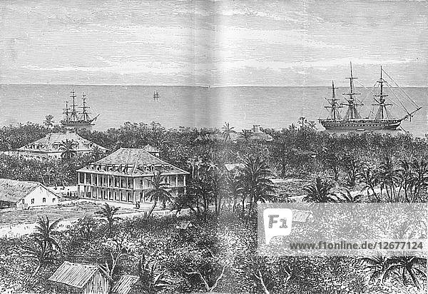 Der Palast der Königin in Papeete  Tahiti  um 1885  (1890). Künstler: Robert Taylor Pritchett.