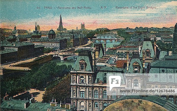 Panorama der acht Brücken  Paris  um 1920. Künstler: Unbekannt.