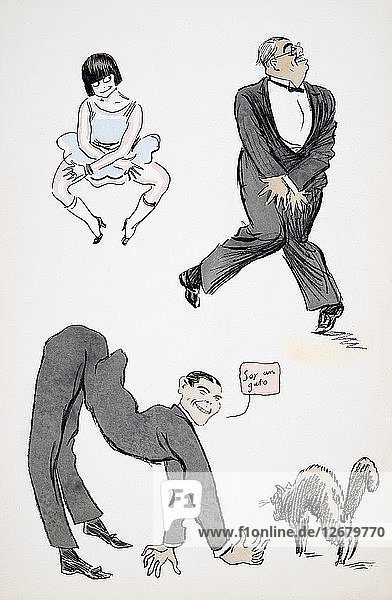 Demonstration verschiedener moderner Beinbewegungen zur Musik  aus dem White Bottoms Pub. 1927.
