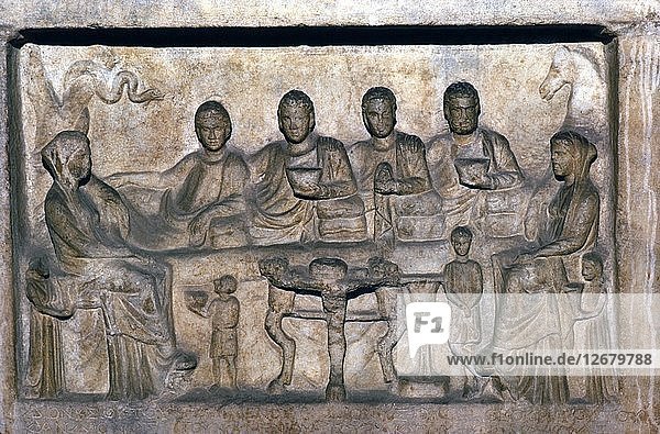 Banquet scene on funeral stele from Erdok  Turkey  Hellinistic period  c323 BC-31BC. Artist: Unknown.