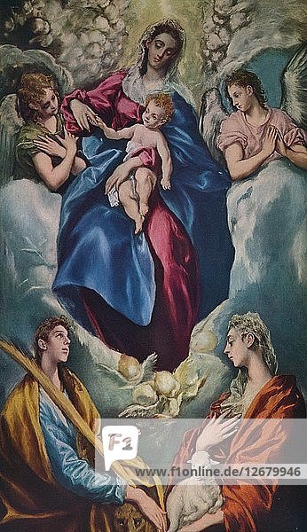 Madonna und Kind mit der Heiligen Martina und der Heiligen Agnes  1597-1599. Künstler: El Greco.
