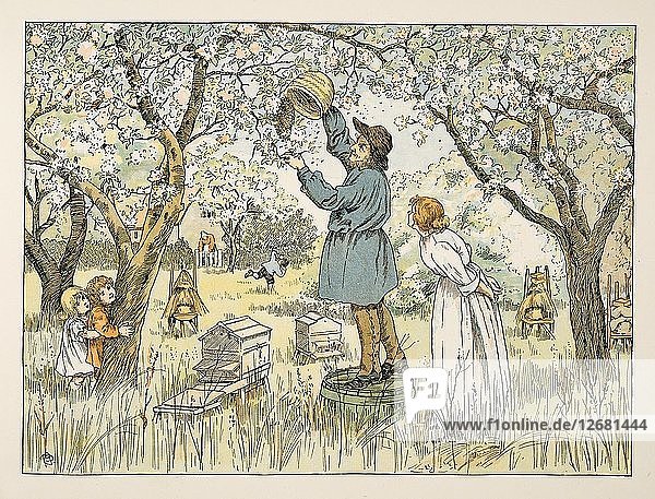 The Bee Farmer  aus Four and Twenty Toilers  pub. 1900 (Farblithographie)