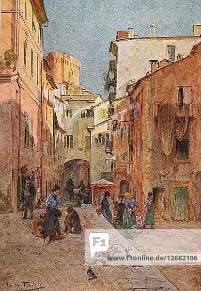 La Piazza  Sestri Levante  um 1910  (1912). Künstler: Walter Frederick Roofe Tyndale.