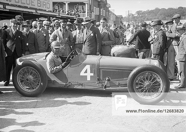 Earl Howe in his Delage at a BARC meeting at Brooklands  25 May 1931. Artist: Bill Brunell.