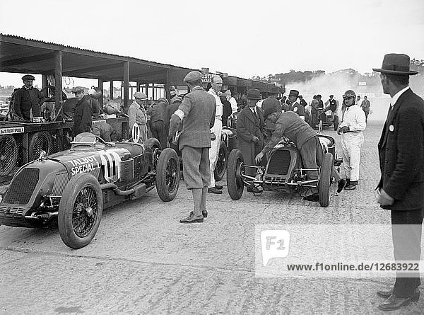 Talbot-Darracqs of Henry Segrave and Jules Moriceau  JCC 200 Mile Race  Brooklands  1926. Artist: Bill Brunell.