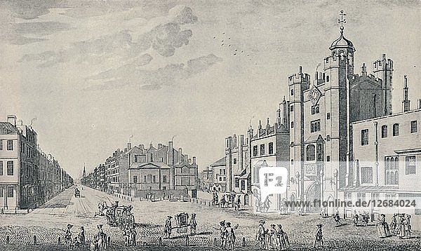 Außerhalb des St. Jamess Palace  Pall Mall  1740-1760  (1920). Künstler: Thomas Bowles.