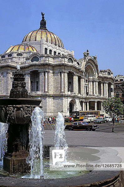 Mexico City  Palace of Fine Arts  built between 1910 and 1934 in white marble by Italian architec?