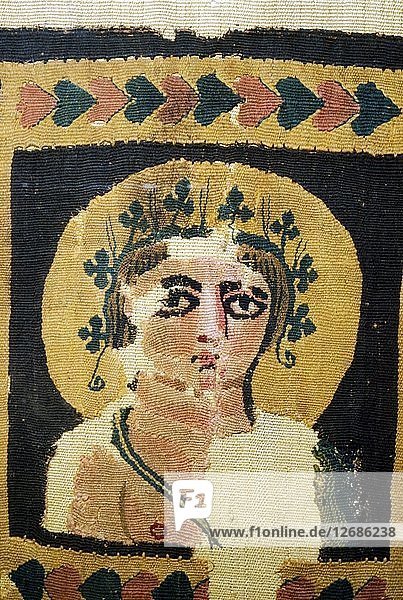 Koptisches Textil  Porträt des Dionysos. 5. Jahrhundert. Künstler: Unbekannt.