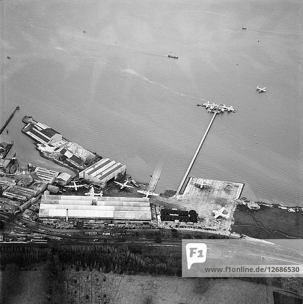 BOAC flying boat maintenance base and pier  Hythe  Hampshire  1948 Artist: Aerofilms.