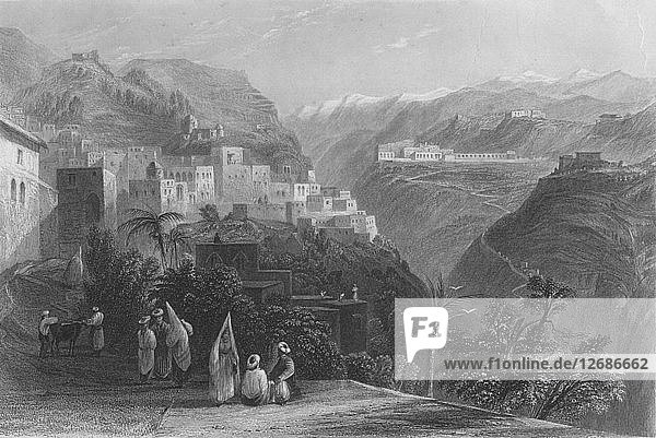 Der-El-Kamar  und die Paläste von Beteddein  1837. Künstler: Thomas Abiel Prior.