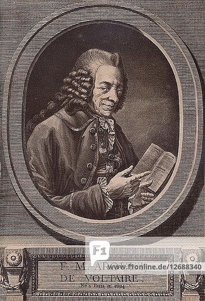 Voltaire  French writer and philosopher  c18th century (1894). Artist: Benoit Louis Henriquez.