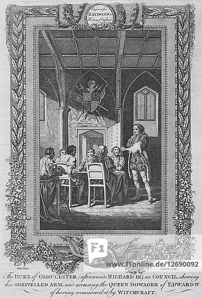 Der Herzog von Gloucester (später Richard III.) im Rat  um 1787. Künstler: Unbekannt.