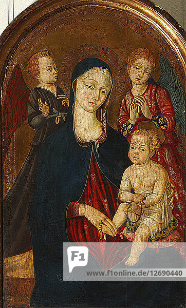 Die Jungfrau mit Kind und zwei Engeln  1490er Jahre.