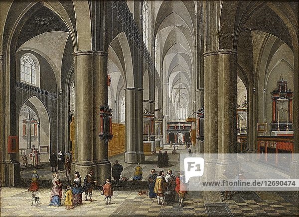 Innenraum einer Kathedrale mit Figuren  1640-1660. Künstler: Pieter Neefs.