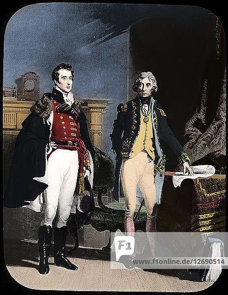 Die Armee und die Marine  Wellington und Nelson  um 1805. Künstler: Newton & Co.