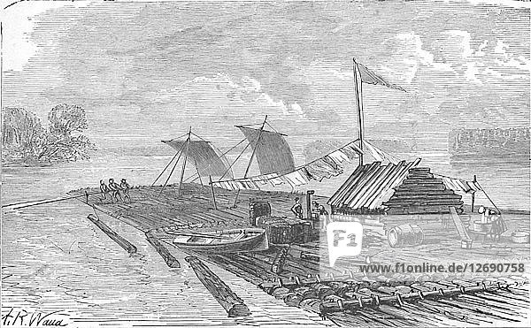 The Raft  1883. Artist: Alfred Waud.
