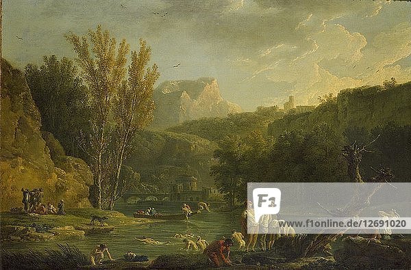 Fluss-Szene mit Badenden  1768-1770. Künstler: Claude-Joseph Vernet.
