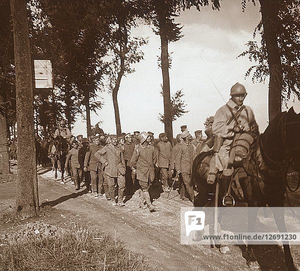 Prisoners at Catenoy Oise northern France c1914-c1918. Artist: Unknown.