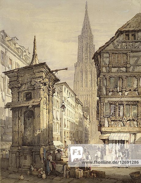 Eine Ansicht in Straßburg  1822. Künstler: Samuel Prout.