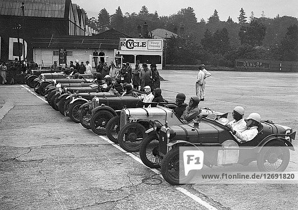 Cars on the start line at a JCC Members Day  Brooklands. Artist: Bill Brunell.