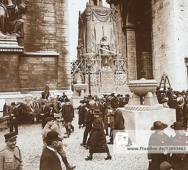 Victory celebration  civilians at the Arc de Triomphe  Paris  France  July 1919. Artist: Unknown.