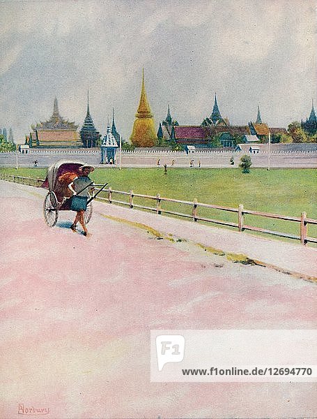 Eine Ecke der Umzäunung des Großen Palastes  Bangkok  1913. Künstler: Edwin Norbury.