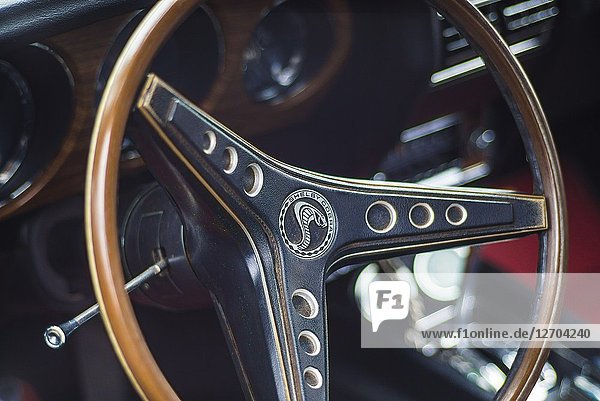 USA  New England  Massachusetts  Beverly  antique cars  1960's-era Shelby Cobra interior.
