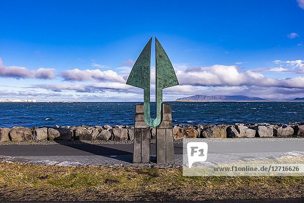 The Partnership sculpture at the Sculpture and Shore walk in Reykjavic  Iceland.