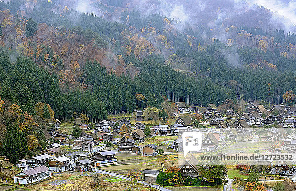 Japan  Japanische Alpen  Shirakawa-go  strohgedeckte Häuser