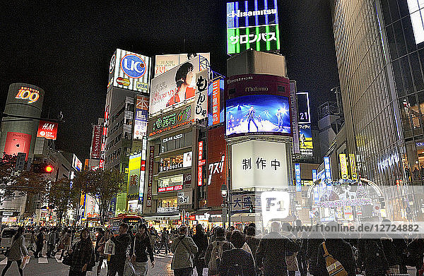 Japan  Tokyo  Shibuya district  illuminated panels