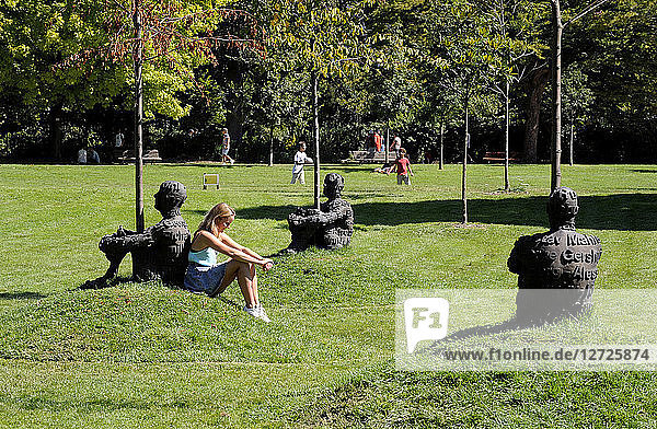 France South-Western France Bordeaux sculptures by Jaume Piensa in a public garden
