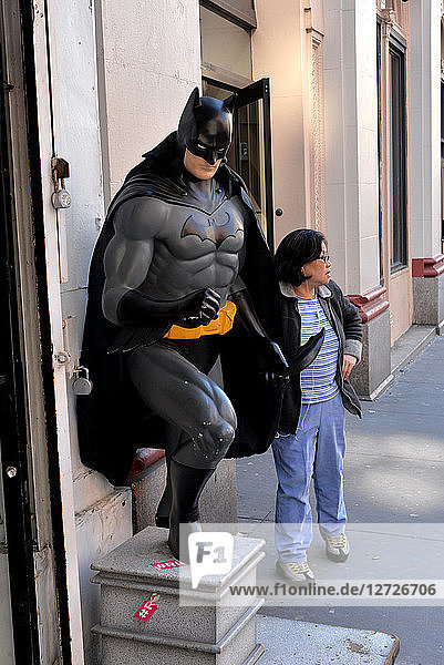 statue of Batman and New-Yorker  Downtown  Manhattan  New-York City  USA