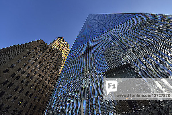 USA  New York  Blick gegen den springenden Turm der Freiheit (1WTC)