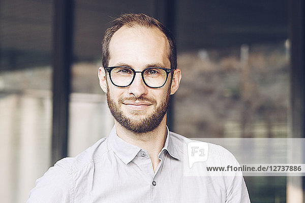 Portrait of bearded businessman wearing glasses